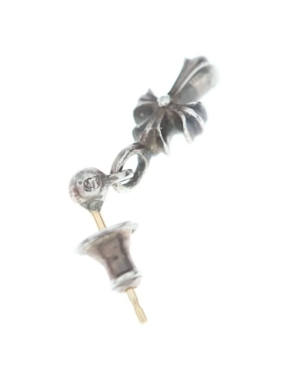 Chrome Hearts Drp Stck CH Crs Stack CH Cross Drop Silver Earrings